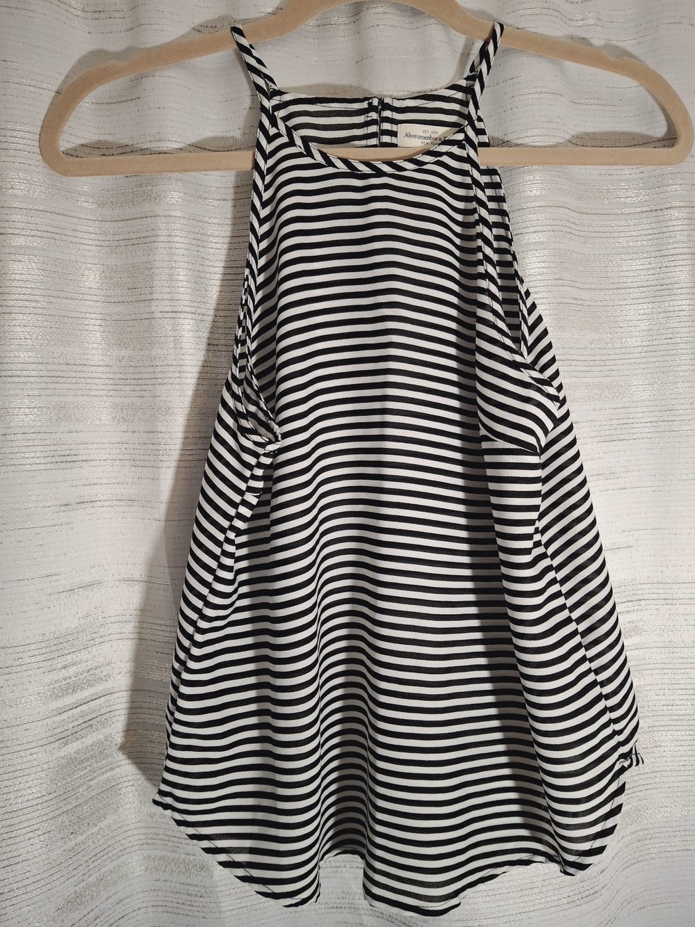 Abercrombie & Fitch Black and White Striped High Neck Tank Top Small